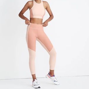 Madewell Outdoor Voices Pink Colorblock High Rise 3/4 Warmup Leggings Capris NWT